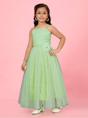 Aarika girls green colour net gown 2