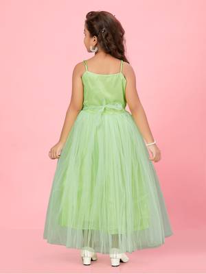 Aarika girls green colour net gown 4