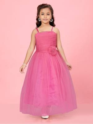 Aarika girls pink colour net gown 1