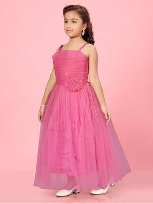 Aarika girls pink colour net gown 2