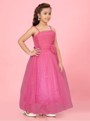 Aarika girls pink colour net gown 3