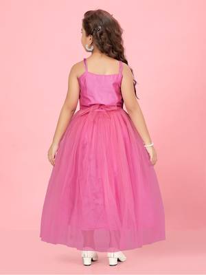 Aarika girls pink colour net gown 4