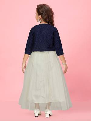 Aarika girls cream colour net gown 4