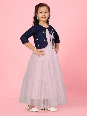 Aarika girls pink colour net gown 3