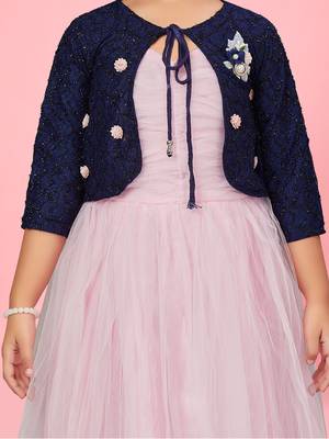 Aarika girls pink colour net gown 5