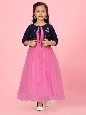 Aarika girls rani colour net gown 1
