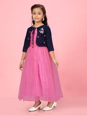 Aarika girls rani colour net gown 2