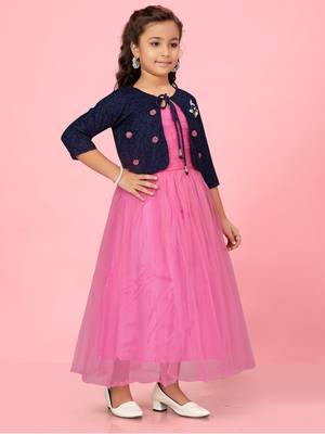 Aarika girls rani colour net gown 3