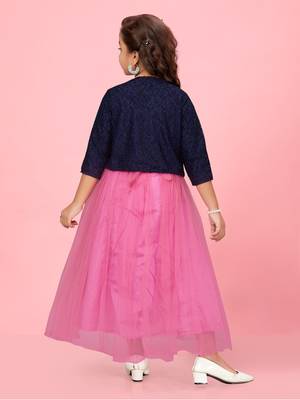 Aarika girls rani colour net gown 4