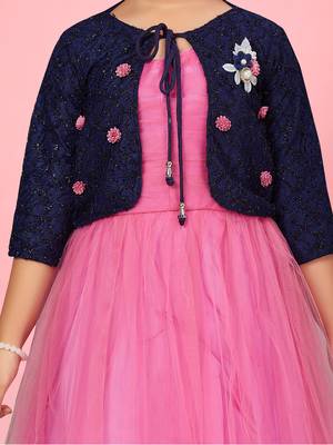 Aarika girls rani colour net gown 5