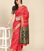 Riva Enterprise Women'S Faux Banarasi Cotton Silk With Zari Weaving Bandhani Saree