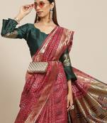 Riva Enterprise Women'S Faux Banarasi Cotton Silk With Zari Weaving Bandhani Saree