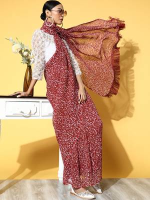 Riva enterprise women's georgette digital printed full crushed exclusive saree 1