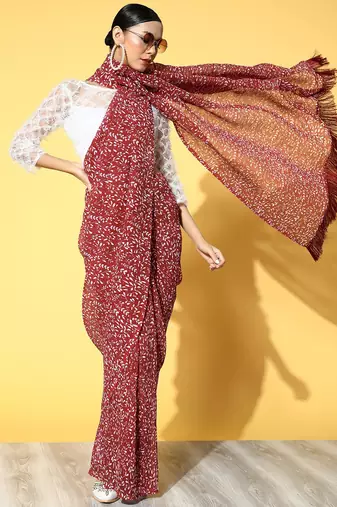 Riva enterprise women's georgette digital printed full crushed exclusive saree
