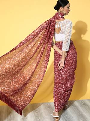 Riva enterprise women's georgette digital printed full crushed exclusive saree 4