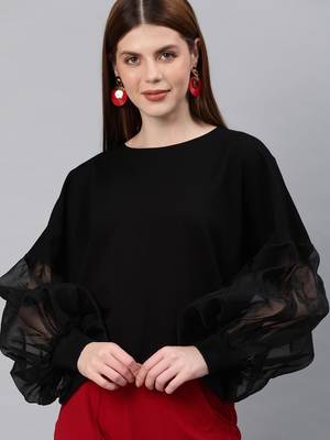Black net sleeves top 1