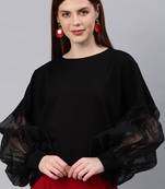 Black net sleeves top