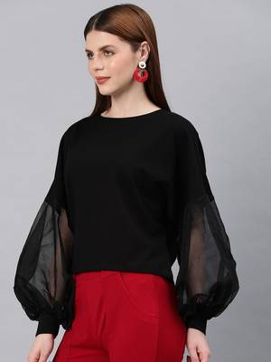 Black net sleeves top 3