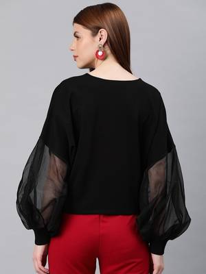 Black net sleeves top 4