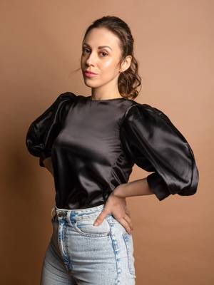 Black satin top 1