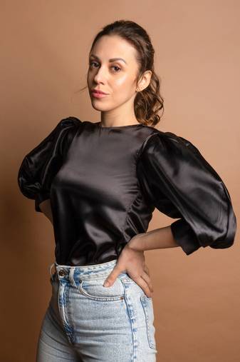 Black satin top