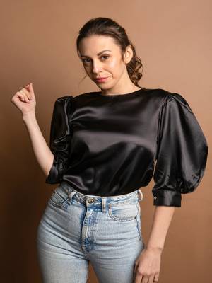 Black satin top 2