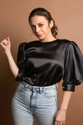 Black satin top