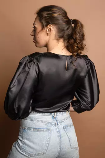 Black satin top