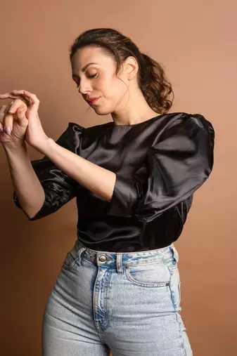 Black satin top