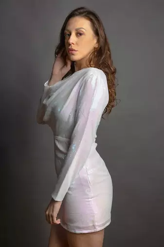 Cowl neck sequin dress