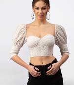 White corset crop top