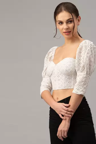 White corset crop top