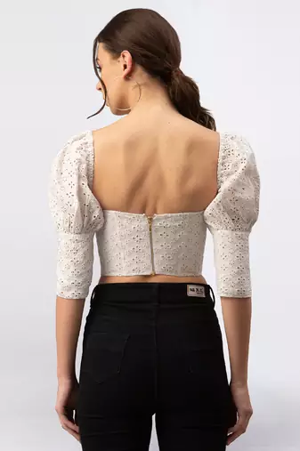 White corset crop top