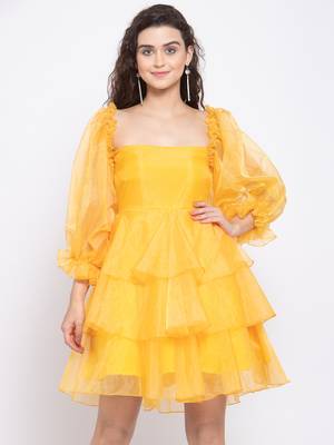 Yellow ruffle dress 1