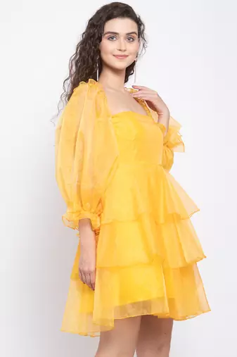 Yellow ruffle dress