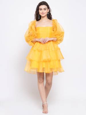 Yellow ruffle dress 3