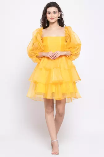 Yellow ruffle dress