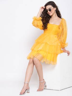 Yellow ruffle dress 5