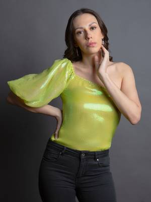Neon one shoulder top 2