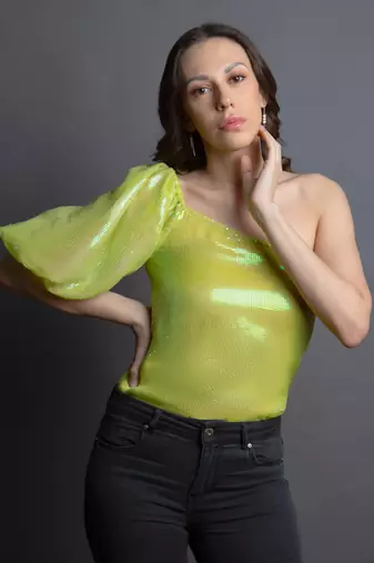 Neon one shoulder top