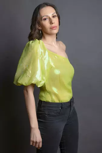 Neon one shoulder top