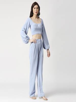 Bishop sleeve cordset- crop top and pant 3