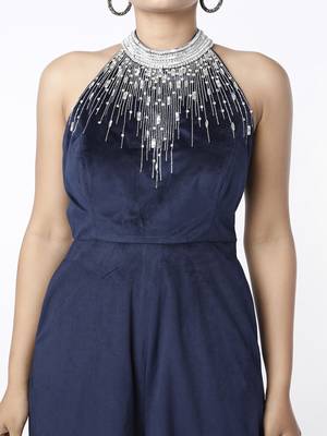 Velvet embellished jumpsuit 2