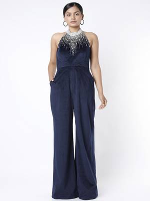 Velvet embellished jumpsuit 1