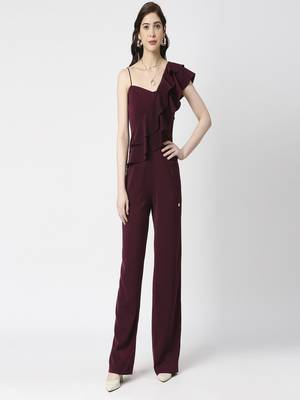 Wine ruffle jumpsuit 1