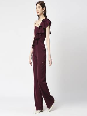 Wine ruffle jumpsuit 2