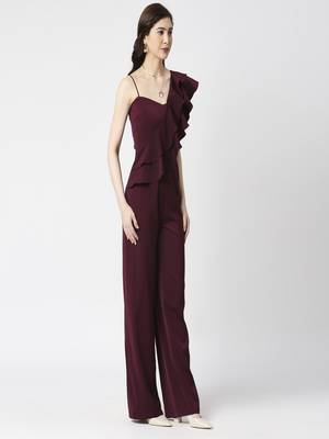 Wine ruffle jumpsuit 3