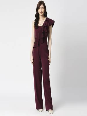 Wine ruffle jumpsuit 5
