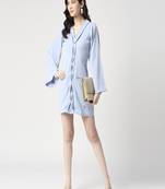 Powder blue front manipulated dress