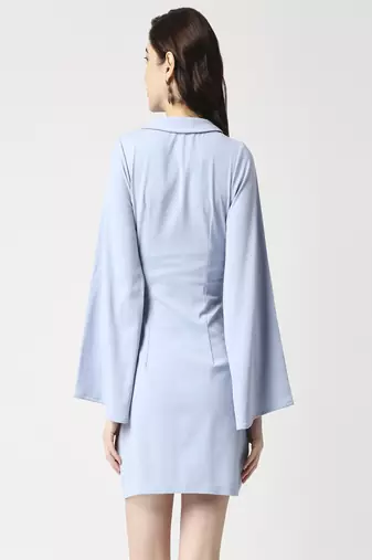 Powder blue front manipulated dress